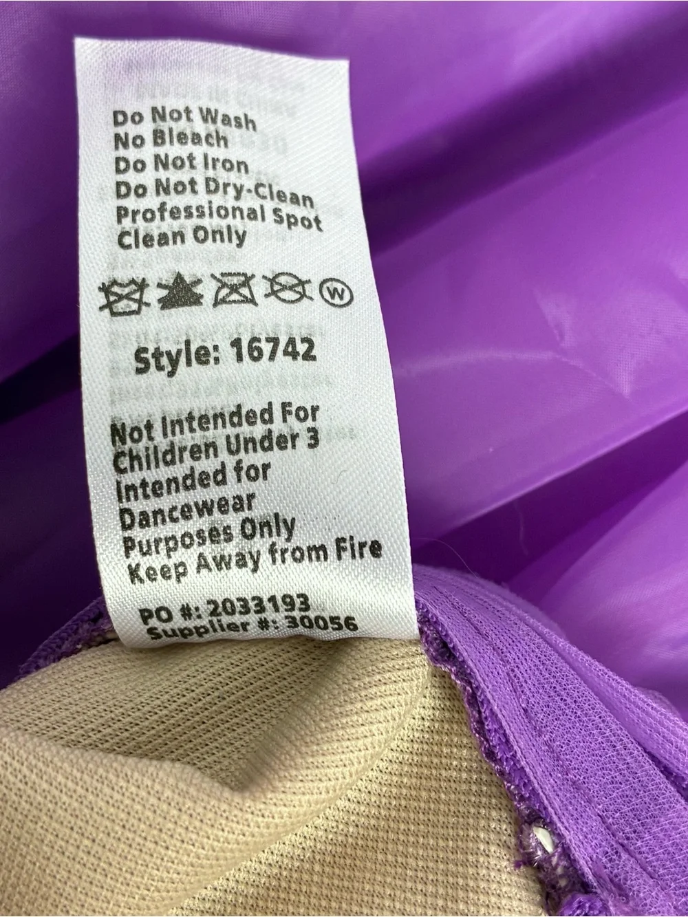 Weissman Showtime Amethyst Ballet Dance Costume 7/8 Gloves Pageant Sequin #16742